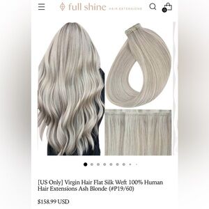 Virgin Hair Flat Silk Weft 100%Human Hair Extensions *18 inches long*